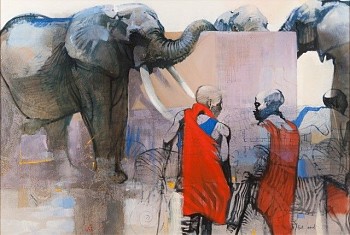 at the reservoir 109x160cm oil on canvas