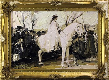 nigel mullins. inez milholland 2015 oil on superwood and frame 69 x 94 cm