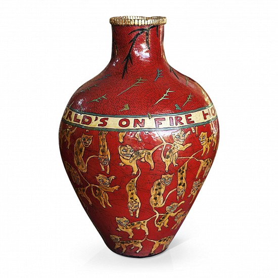 LUCINDA MUDGE, My World's On Fire How About Yours?
Ceramic, gold lustre