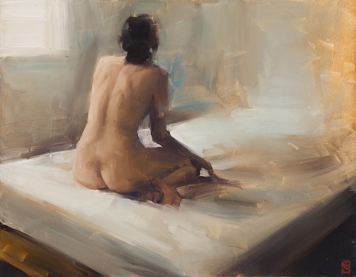 SASHA HARTSLIEF, Nude on White and Gold
Oil on canvas