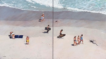 Denby Meyer Beach Walkers diptych Acrylic on canvas 56 x 100 cm