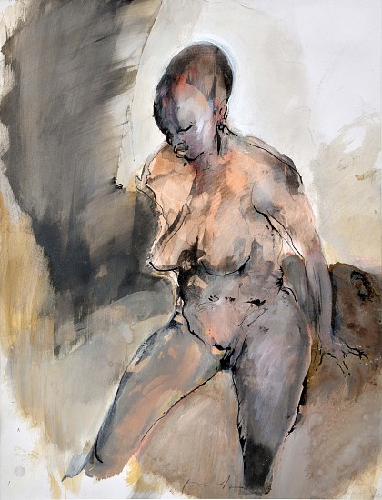 FRANTA, Femme Assise
Pastel and ink on paper mounted on canvas