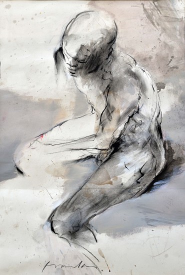 FRANTA, Homme Assis
Pastel and ink on paper mounted on canvas