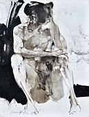 Homee Assis Black and White ink on paper mounted on canvas 65 x 50cm