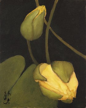 Shany van den Berg, Lily Portrait XII, oil on board, 30 x 24 cm