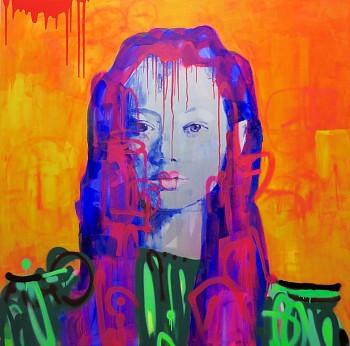 LOW PORQUA320, acrylic and spray paint on canvas, 150 x 150 cm