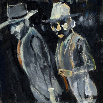LOW men in hats oil on canvas 50 x 50cm