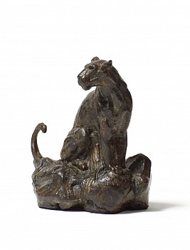 S412 Sitting Leopard Miniature