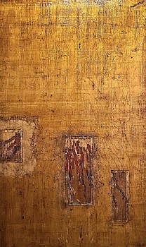 Uzac oil and goldleaf on canvas 150 x 90 cm