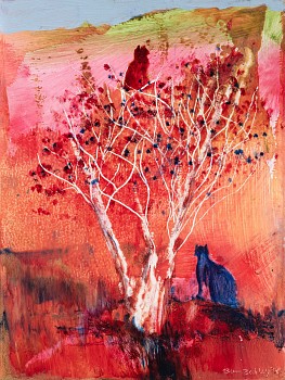 Beezy Bailey, Cat in a Tree, Oil on board, 40.5 x 30 cm