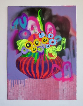 Kilmany Jo Liversage, FLOWA422, Artistico HP paper, acrylic, aerosol spray and marker on paper, 76 x 56 cm