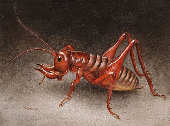 Claude Jammet, Parktown Prawn, 2022, oil on paper on canvas, 23.5 x 31cm (small)