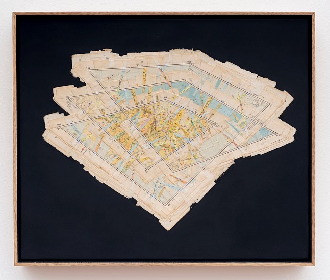 GERHARD MARX, THE SAME PLACE THREE TIMES
RECONFIGURED MAP FRAGMENTS ON CANVAS
