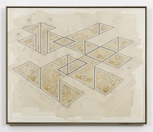 GERHARD MARX, FOUR INTERSECTING EXCAVATIONS (A CARTOGRAPHY OF CAVITIES)
RECONFIGURED MAP FRAGMENTS ON CANVAS
