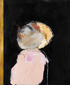 Lorienne Lots, Lip service, Oil and charcoal on canvas, 50x60cm FAC2245