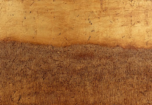 Phillipe Uzac, Fields II, Gold leaf and oil on canvas, 90x150 cm, FAC2287
