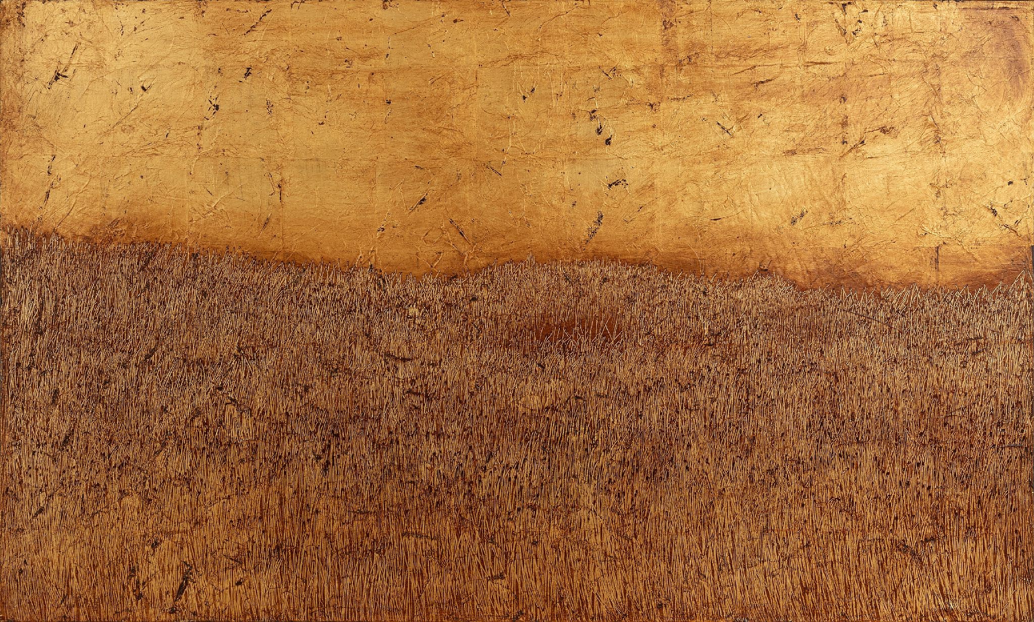 Phillipe Uzac, Fields II, Gold leaf and oil on canvas, 90x150 cm, FAC2287