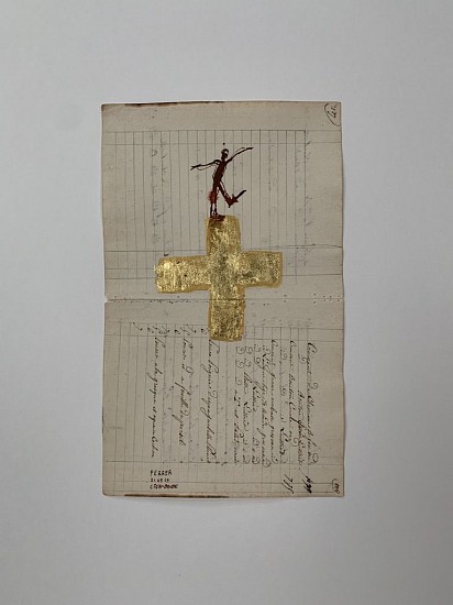GUY FERRER, Crois-Sense
Ink and gold leaf on antique paper