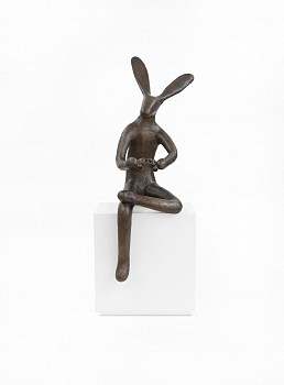 guy du toit hare with binoculars ii ed 1 of 1 bronze 150 cm c liz whitter 1