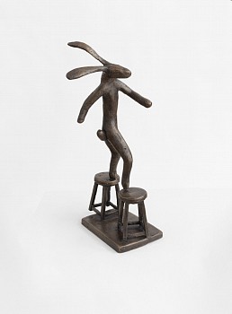 guy du toit party hare on chair maquette ed 1 of 1 bronze 32 x 14 x 14 cm c liz whitter 1