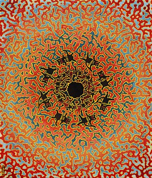 lucinda mudge no cares no worries acrylic on canvas 70 x 60 cm