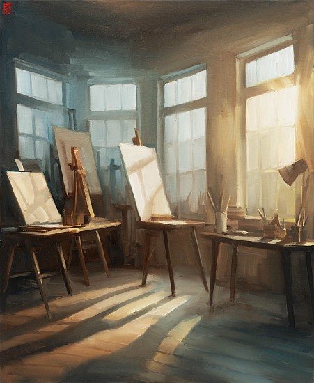 SASHA HARTSLIEF, Studio in first light
Oil on canvas