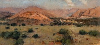 walter voigt aerial view of tswalu korannaberg mountains oil on canvas 60 x 130 cm c matt slater hr 3