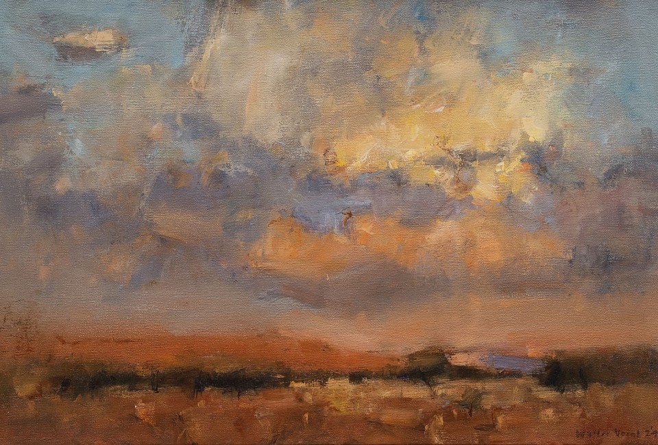 walter voigt evening light study tswalu oil on canvas 40 x 60 cm c matt slater hr 3