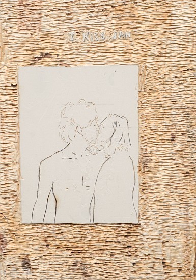 Brett Seiler, I Kiss Jan, from Disposable Camera
engraving on painted wood