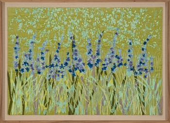 Arabella Caccia, Blue Scepters, Embroidery and applique on hand paint, 90 x 130 cm LR (c) Matt Slater (1)