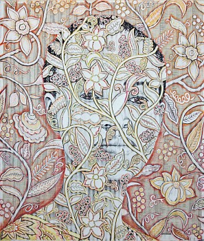 rachel facing forward 133 x 114 chalk pastel and newsprint collage on paper 2022 2