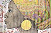 Gary Stephens, Buyane with Chartreuse Scarf ,114 x 160 charcoal, chalk pastel and newsprint collage on pleated paper (detail)