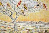 Sparrow Weaver Acacia, Kalahari, 78 x 114 cm, chalk pastel, newsprint collage and charcoal on paper, 2025 (detail 2)
