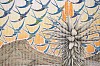 Gary Stephens, Under A Blue Swallow Sky, Graaf Reinet, 114 x 159, charcoal, chalk pastel and newsprint collage on pleated paper (detail)