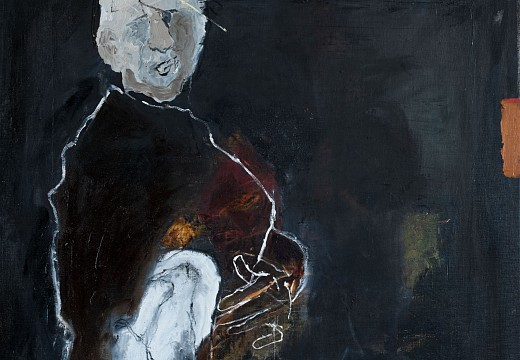 lorienne lotz eating crow ii oil and charcoal on canvas 90 x 90 cm c melanie cornelius hr