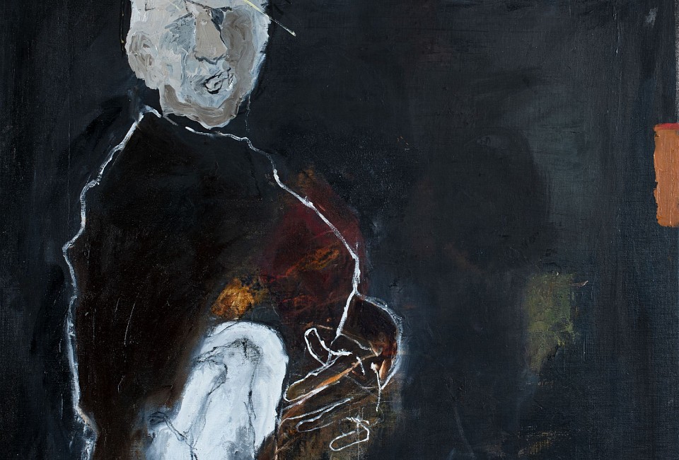 lorienne lotz eating crow ii oil and charcoal on canvas 90 x 90 cm c melanie cornelius hr