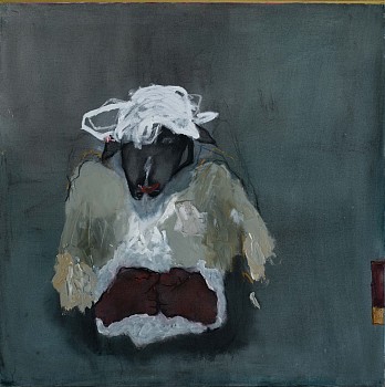 lorienne lotz sheepish oil and charcoal on canvas 90 x 90 cm c melanie cornelius