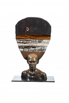 angus taylor she as the poet and the poet as the witness bust ed 4 fo 12 bronze and stone 57 x 28 x 40 cm hr c christo niemandt 1