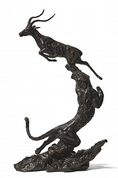 S490 Leopard Chasing Impala Maquette