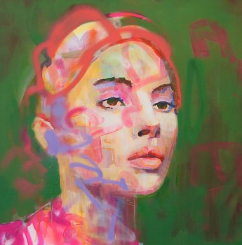 Kilmany Jo Liversage, ESSARION, acrylic, aerosol spray and marker on canvas, 100 x 100 cm