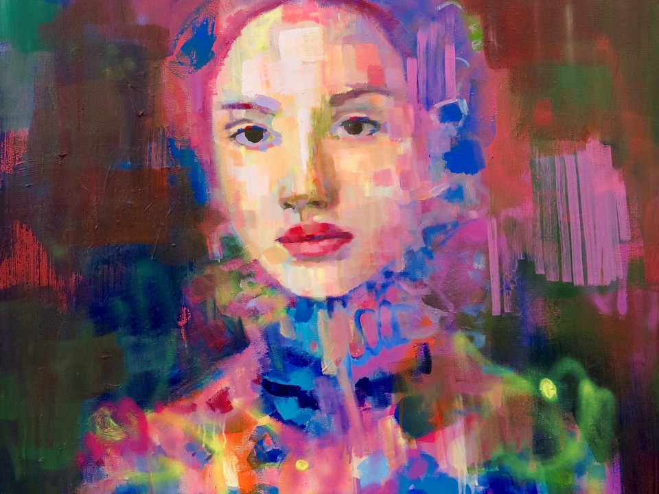 Kilmany Jo Liversage, ORPHIAH, acrylic, aerosol spray and marker on canvas, 100 x 100 cm