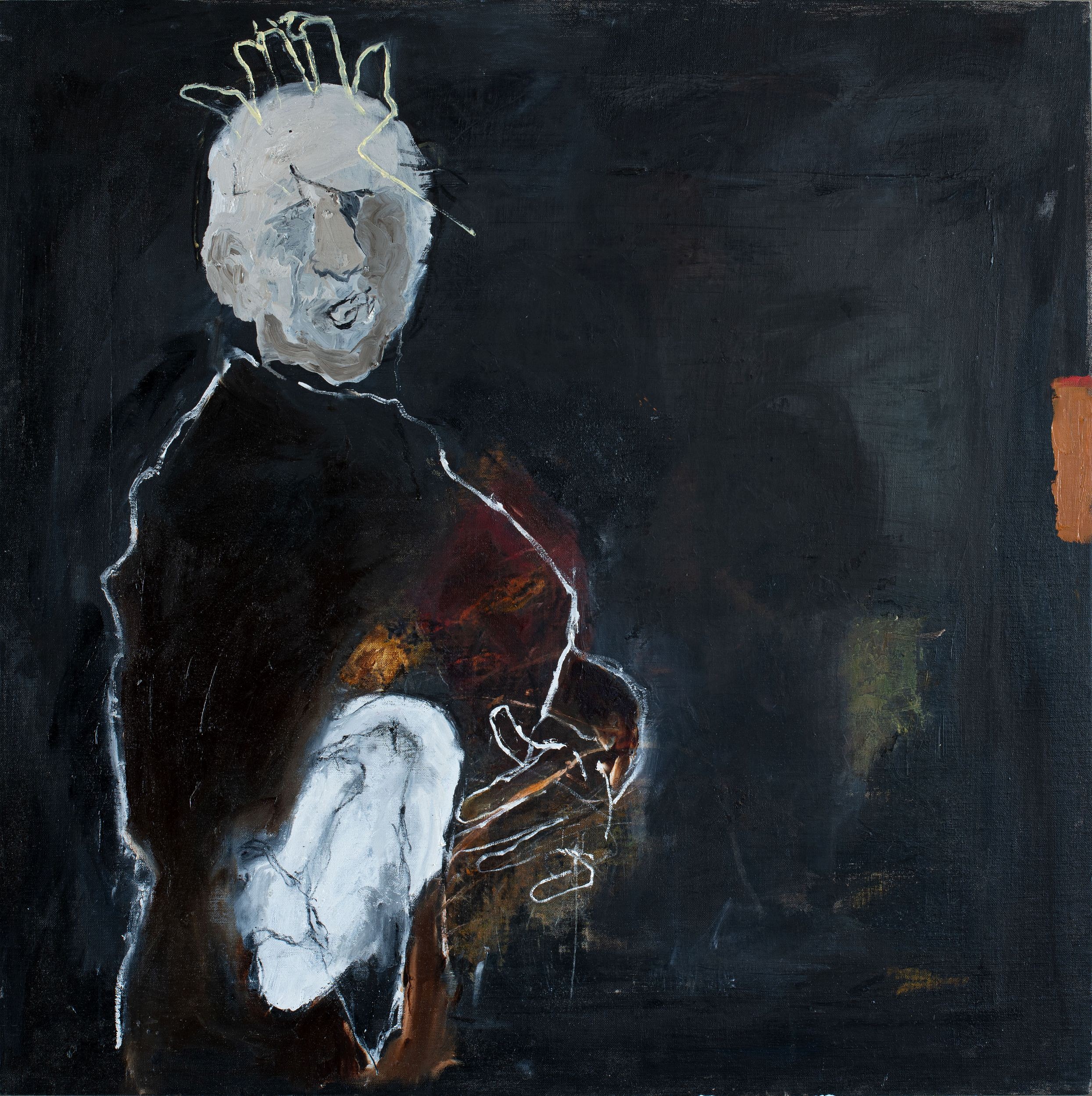 Lorienne Lotz, Eating Crow II, oil and charcoal on canvas, 90 x 90 cm (c) Melanie Cornelius HR