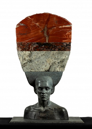 ANGUS TAYLOR, She as the poet, and the poet as the witness (bust) ed. of 12
bronze, red jasper, brecciated jasper, and African carnelian granite