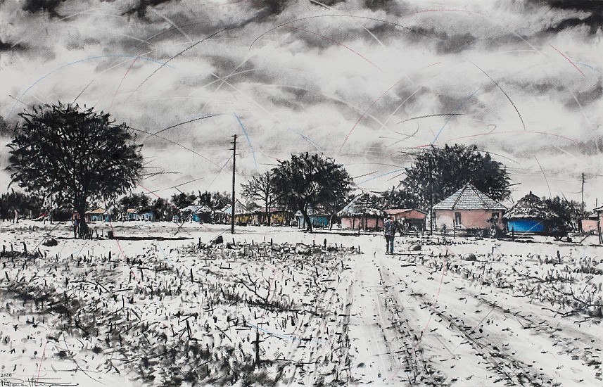 PHILLEMON HLUNGWANI, Kaya ro saseka II (Beautiful home II)
charcoal and chalk pastel on paper
