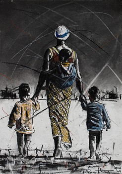 HR Vavasanti va xivindzi (women of valour) 3, charcoal and chalk pastels on paper, 42 x 30 cm