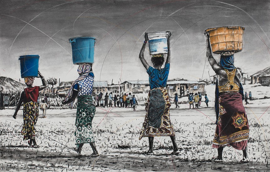 PHILLEMON HLUNGWANI, Vavansati vo tiva ti mhaka ta vona II (Women who understand their assignment II)
charcoal and chalk pastel on paper