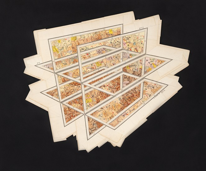 GERHARD MARX, Composite Cartographies (Four planes)
reconfigured map fragments on acrylic ground and cotton paper